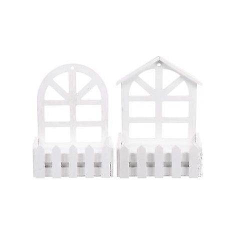 Ensemble de 2 jardinières murales blanches pour supports muraux en bois. Pot de fleurs mural pour cage d'escalier, jardin vertical intérieur/extérieur, décoration de salon.