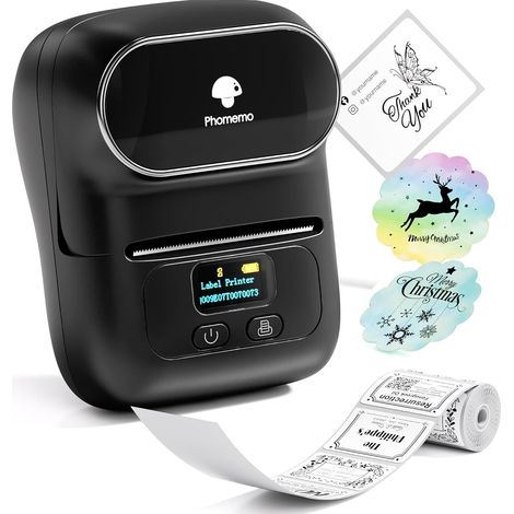 Bluetooth Thermo Etikettendrucker, aktualisierte Tragbarer Etikettiergerät für Kleinunternehmen, Lebensmittel,Adressen, Barcodes, Logos kompatibel mit Android/iOS (+1 Rollenetikett)