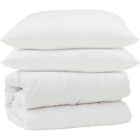 Ensemble de Duvet 3 pcs Blanc Microfibre et Plumes D'oie (1/5)