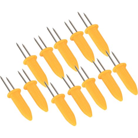 12 Piques à maïs en acier inoxydable pour barbecue - Lot de 12 brochettes à épis de maïs (1/5)