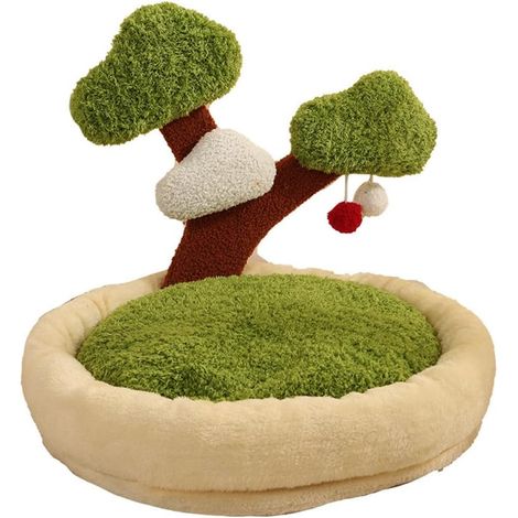Baumförmiges Katzenbett mit Spielzeug, warmes und flauschiges Haustierbett, geeignet für Katzen und kleine Hunde im Innenbereich, komfortabler Katzen-Sofa-Stuhl, niedliches Hundehäuschen für drinnen