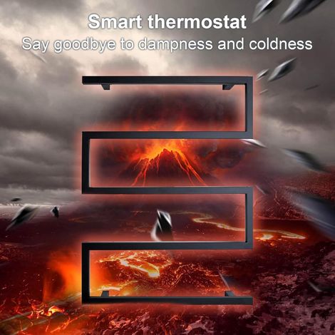 Toallero eléctrico negro con ventilador, radiador toallero eléctrico de pared para baño, toallero calefactable impermeable IPX4, bajo consumo de 90 W, 80 x 60 cm. (1/4)