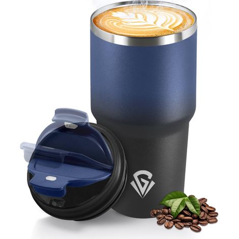 Mug Isotherme 600 ML, Réutilisable, Tasse Isotherme pour Café, Acier Inoxydable 304, Emporter, Anti-fuite, Double Paroi, Étanche Gobelet de Voyage pour Café Chaud et Froid, Lait et Thé (1/5)