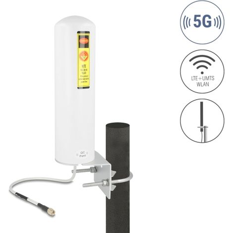 Delock Antena 5G LTE macho SMA 3 - 5 dBi omnidireccional de pared y poste de montaje al aire libre blanco