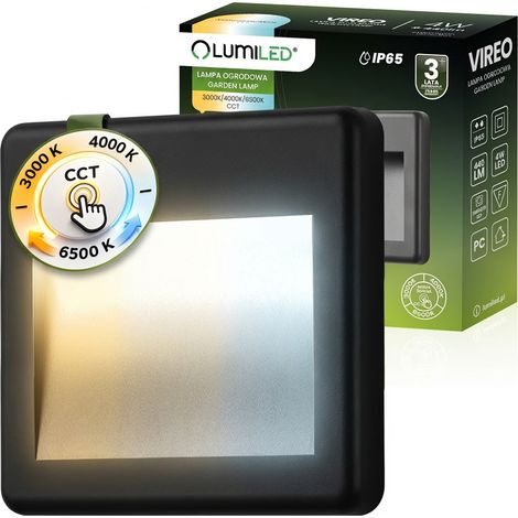 Lámpara de jardín exterior para escaleras, fachada o pared, CCT 3000-6500K, LED 4W, IP65, VIREO LUMILED