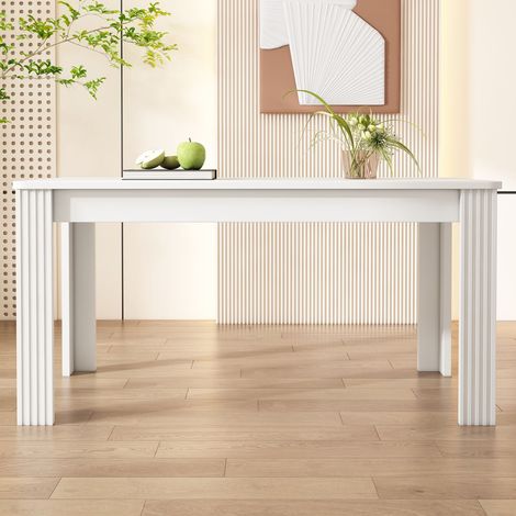 Table à manger rectangulaire 120 x 70 cm , style moderne, pieds en bois, finition chêne blanc pour salle à manger (1/5)
