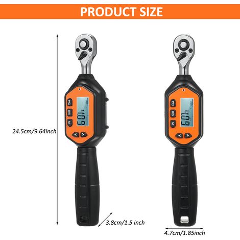 Llave dinamométrica digital portátil EWM-R-60, accionamiento de 3/8'', gran pantalla retroiluminada, alarma sonora LED, modo de preajuste de pico en tiempo real, 3 modos de medición, cuatro unidades c (1/2)