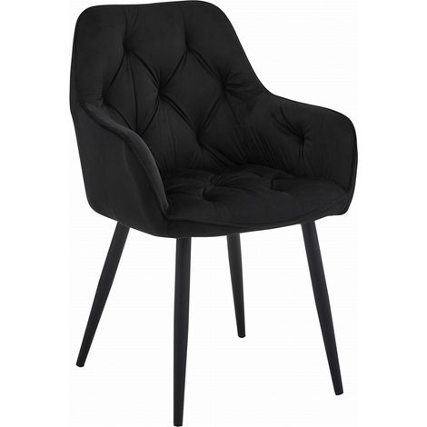 Poltroncina Jork in velluto nero con gambe in metallo (1/5)