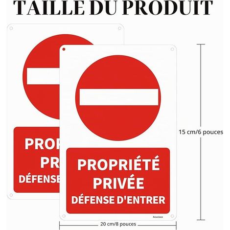 Panneau Propriété Privée Défense D'entrer 20 x 30 cm (1/2)