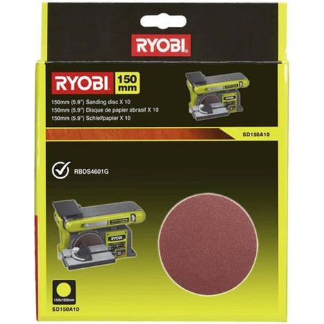 Ryobi SD150A10 Set mit 10 Schleifscheiben, 150 mm, selbstklebende Körnung 80, Schleifgerät RBDS4601