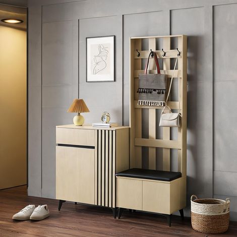 Ensemble d'entrée avec penderie banquette et meuble à chaussures (1/5)