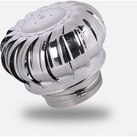 Hotte de cheminée rotative en acier inoxydable sans boule à vent ni dispositif d'évacuation des fumées - Ventilateur étanche à la pluie (Ø 160 mm) (1/4)