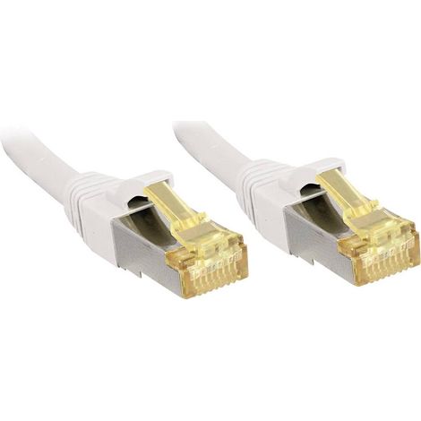 LINDY 47320 RJ45 Câble réseau, câble patch CAT 6a (câble brut CAT 7) S/FTP 0.30 m blanc avec cliquet (1/4)