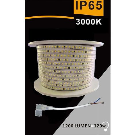 TrAdE Shop Traesio - Striscia Led 3535 220v 12w/mt 120led/mt 100 Mt 8mm Vari Colori Di Luce 3535-120d - -Bianco Caldo      -