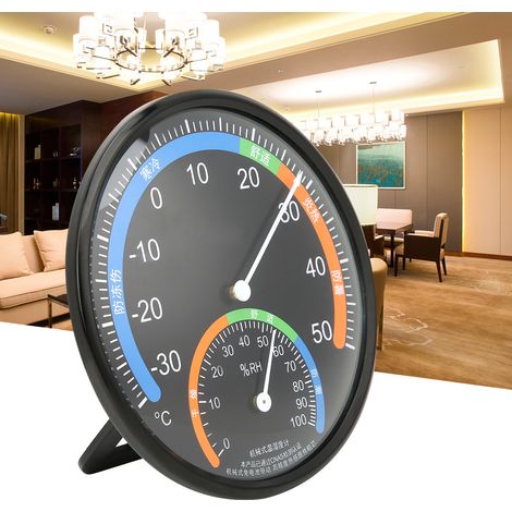 Haushaltsthermometer/Hygrometer für den Innen- und Außenbereich, rund, mit Zeiger, Temperatur- und Feuchtigkeitsanzeige, TH101, schwarz (1/5)