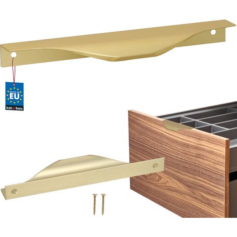 Tirador de muebles Modern Edge de aluminio color oro mate de 160/180 mm.