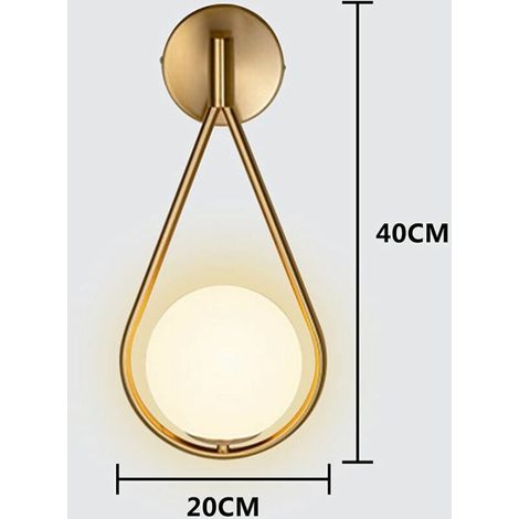 Applique murale LED dorée à angle réglable moderne intérieur industriel rétro applique murale en verre élégant globe abat-jour applique murale en métal salon couloir E27 (sans ampoule) (1/4)