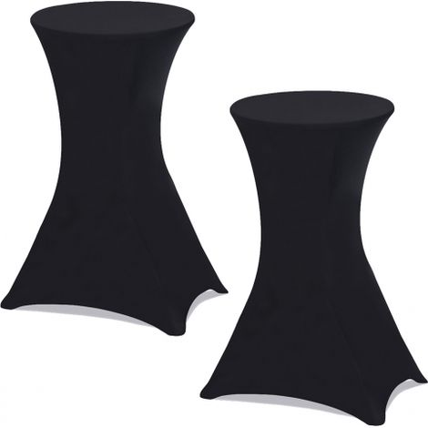 Idmarket – Lot de 2 housses noires pour table haute pliante 105 CM – 90% polyester et 10% élasthanne – Lavables en machine – Dimensions 105x60 CM