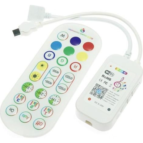 IluminaShop - Controlador WIFI para Tiras LED 12/24V LED RGB+W Musical con Control Remoto y App