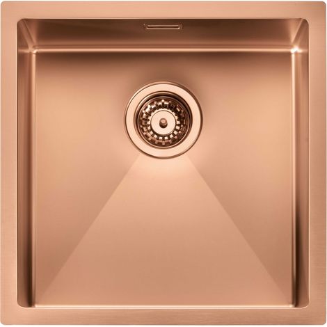 Lavello IRIDE MATT F3" 1 vasca ACCIAIO INOX Finitura: COPPER BRONZE OPACO, incasso: slim, sottotop e filotop, 45X45 prof. 19 (1/2)