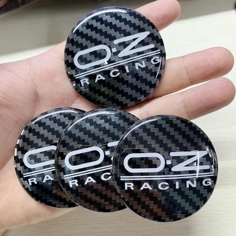 4 Pièces Voiture Cache-moyeux Autocollant pour OZ 62MM Car Hub Center Cap Wheel Covers Pneus et Jantes Stickers Accessoires,CarbonFiber (1/4)