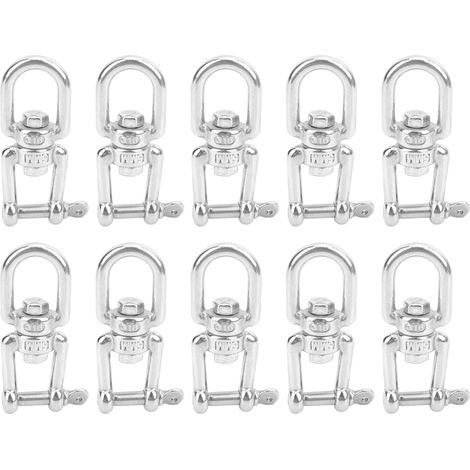 Lot de 10 mousquetons pivotants à double extrémité en acier inoxydable, accessoires de gréement M5