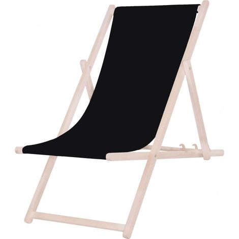 Platinet ležak en bois noir dossier réglable confortable