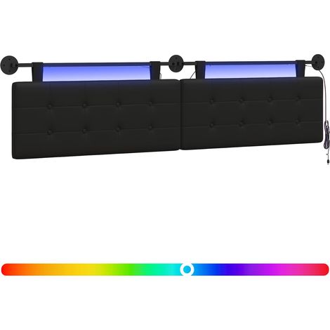 Testiera Testata del letto sospesa Con luce LED Nero Similpelle (1/5)