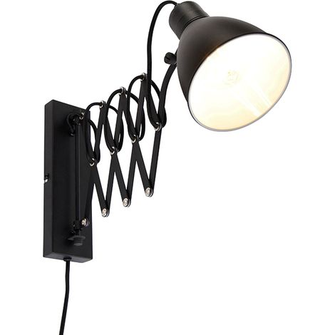 Industrial wall lamp black adjustable - Merle