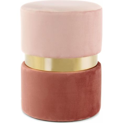 Tabouret semi artisanal ZASA 35x35 rose clair et or (1/5)