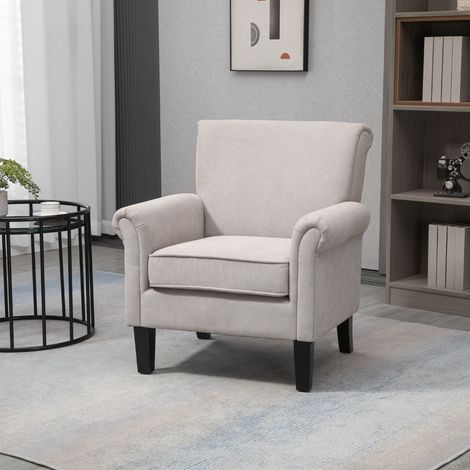 Butaca de Salón Tapizada en Tela Sillón Relax con Reposabrazos Asiento Extraíble para Dormitorio 79x78x87 cm Gris (1/5)
