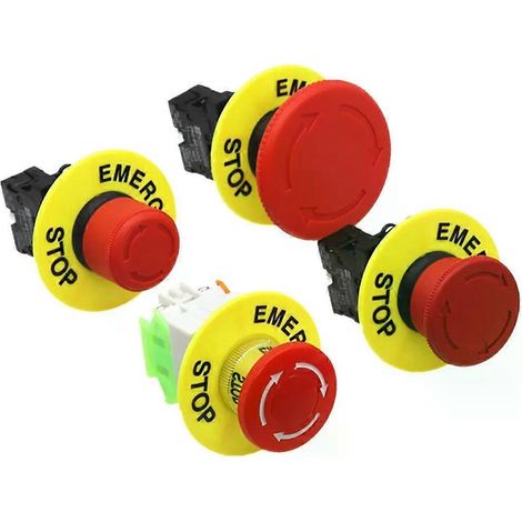 Bouton d'arrêt d'urgence à tête champignon rouge de 22 mm XB2 LAY37, interrupteur à bouton d'alarme NO/NC - JXLGV (1/4)