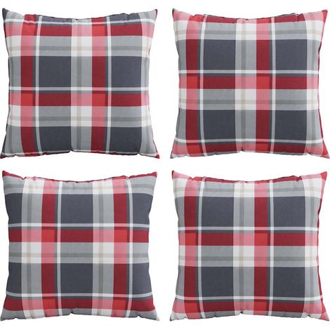 vidaXL Cuscini per divano 4 pz Rossi a Quadri 60x60 cm in Tessuto (1/5)