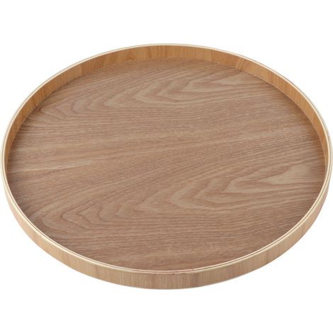 Großes, rundes schwarzes Teetablett von Aramox aus Holz, wunderschönes, modernes und elegantes Serviertablett, extra großes dekoratives Tablett im Cape-Stil, 35,5 cm Durchmesser, ideal für Tee- und Ka (1/5)