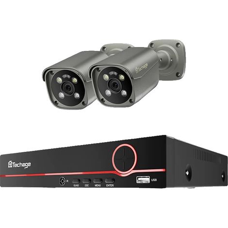 Système de Caméra de Surveillance, Résolution 8MP, Détection de Mouvement par IA, 8CH NVR (2 Caméras), 3T(Sport en plein air) (1/2)
