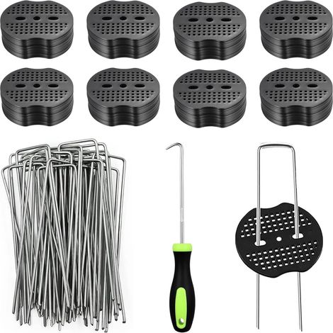 50 Piquets de Jardin avec 50 Rondelles，de Paysage en Forme de U de， Piquets De Jardin Kit，de U pour Tuyaux d'Irrigation, Clôtures et Clous de Gazon Artificiel (1/5)