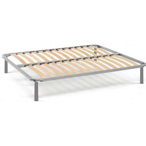 Dmora - Quadratische und eine halbe Bettbasis Dabasso, Orthopädische Basis aus Birkensperrholz mit 13 Latten, 100% Made in Italy, Cm 120x190h34