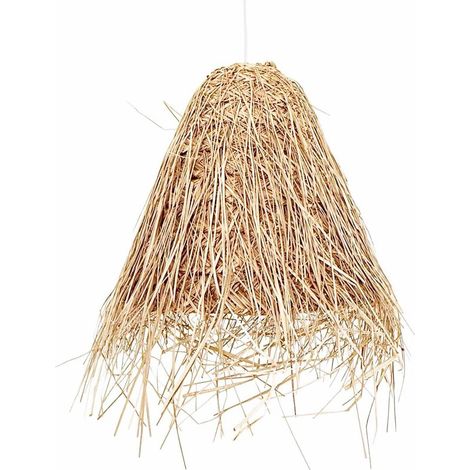 Lampe suspendue en osier "GUSS" - E27 - Blanc boho chic