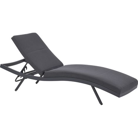 Sun Lounger with Cushion AMELIA Reclining Metal Dark Grey (1/5)
