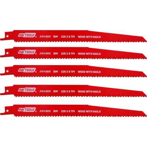 Awtools brzeszczot bim do piły szablastej 225mm 6 z/cal /5szt /drewno+gwoździe (1/3)