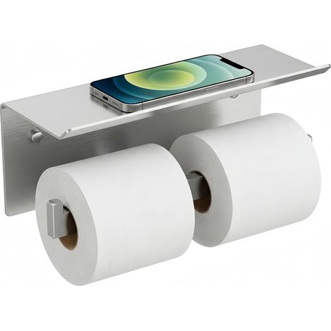 Doppelter, wandmontierter Toilettenpapierhalter mit Belüftung, gewerblicher Toilettenpapierspender aus Edelstahl 304, Badezimmer-Papierhandtuchhalter mit Ablagefach, Buch