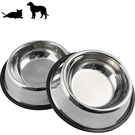 Ensemble de 2 gamelles antidérapantes en acier inoxydable avec base en caoutchouc, gamelle pour animaux et gamelle d'eau 8,5 (1/5)
