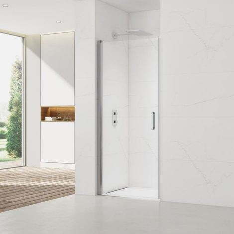 Swiss Aqua Technologies Set Duschtür 90x196 cm transparent + Profil für Duschwand + Duschtürgriff (SATFUD90NIKA)