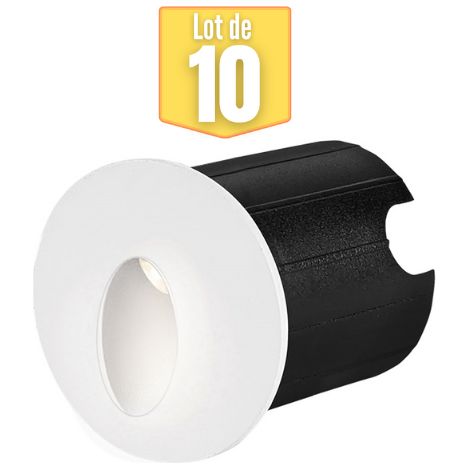 Lot de 10 mini spots LED mural BRAYTRON Vector A, rond, blanc, 2W, 3000K, IP65 (1/5)