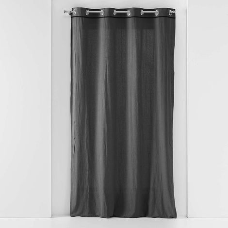 Rideau à oeillets 140 x 240 cm Coton lavé Linette Anthracite (1/4)