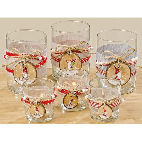 Set di 2 portacandele in vetro per candele decorative in vetro