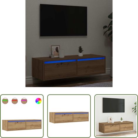 vidaXL Mueble de TV con luces LED roble artisan 100X35,5x25 cm (1/5)