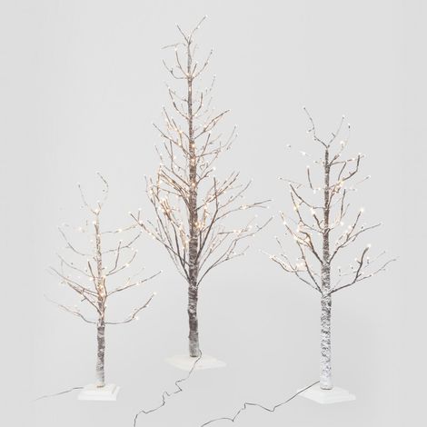 Baumstamm und schneebedeckte Zweige mit LED-Leuchten H. 120 cm - 114 LED-Leuchten