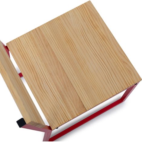 Silla Desmontable Oxford ECO Roja en madera maciza de pino acabado natural estilo nórdico industrial Box Furniture