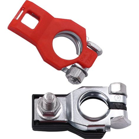 Iron car battery terminal, 1 pair of clamps for positive and negative terminals, robust cable clamps for quick connection, compatible with battery accessories, use (1/5)
